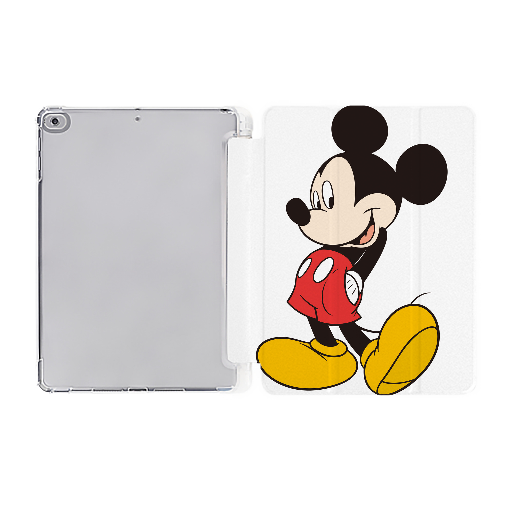 （画像用） ミッキーマウス Mickey Mouse IPad ケース ペン収納付き 三つ折りスタンド PUレザー×シリコン 対応機種9.5/10.5/10.9インチ